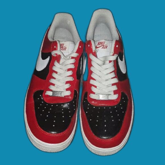 Nike Air Force 1 Custom White Shoes Chicago Bulls Red & Black Sz 12 CW2288-111 - Picture 1 of 3